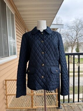 Nautica Navy Quilted Button-Front Utility Jacket